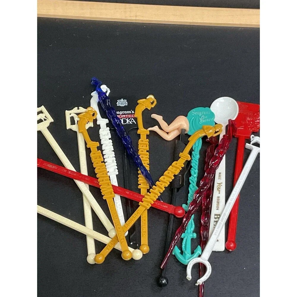 Vintage Lot Of Alcohol Bourbon Swizzle Sticks Stir Stick Cocktail